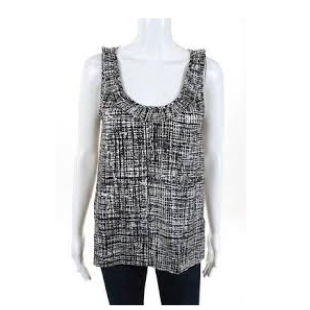 Kate Spade Black & White Ruffle Tank Top sz 12